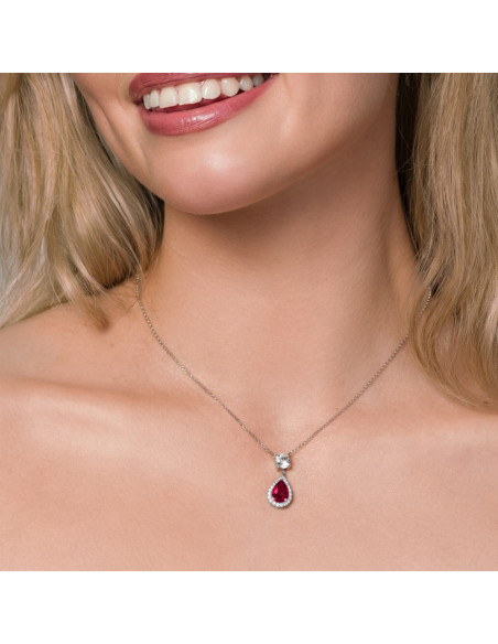 BRISELLE silver necklace with red crystals | SPARK