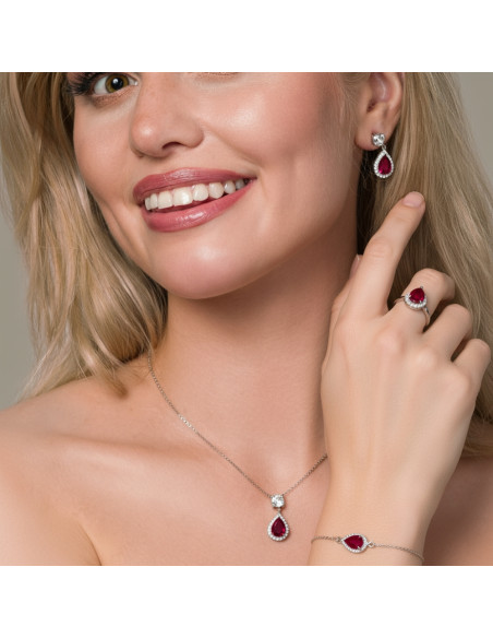 BRISELLE silver necklace with red crystals | SPARK