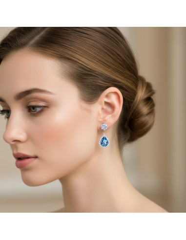 BRISELLE silver earrings with blue...