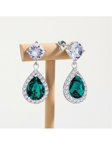 BRISELLE silver earrings with green...