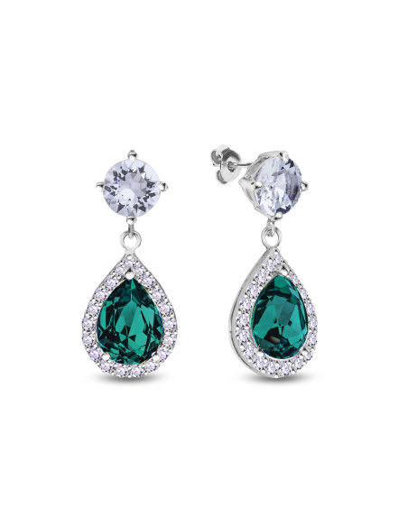 BRISELLE silver earrings with green crystals | SPARK