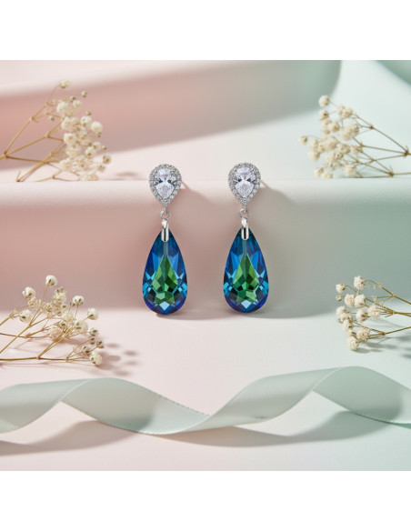 Boucles d'oreilles LUMESSA en argent avec cristaux bleus | SPARK