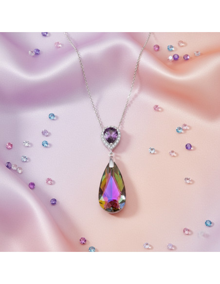 Collier LUMESSA en argent avec cristaux multicolores | SPARK