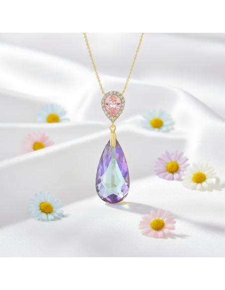 Collier LUMESSA en argent plaqué or avec cristaux multicolores | SPARK
