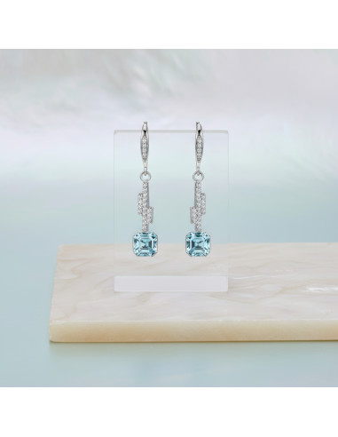 GEOMETRIC silver earrings with blue...