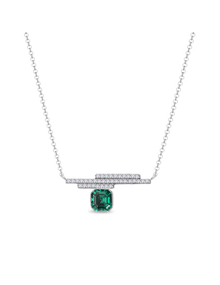 Collier GEOMETRIC en argent avec cristal vert | SPARK