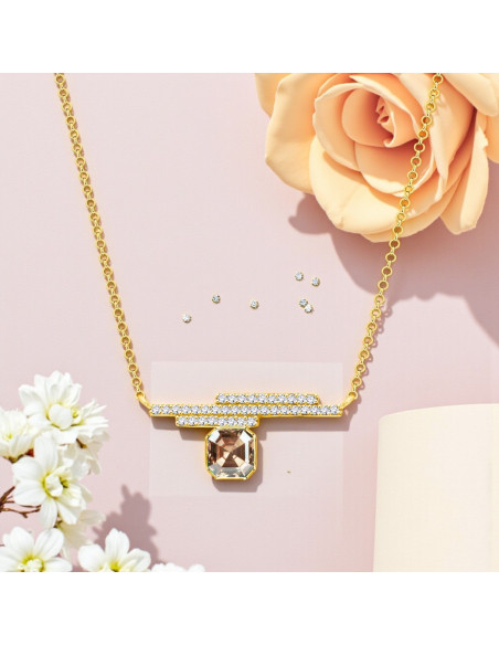 Collier GEOMETRIC en argent plaqué or avec cristal doré| SPARK