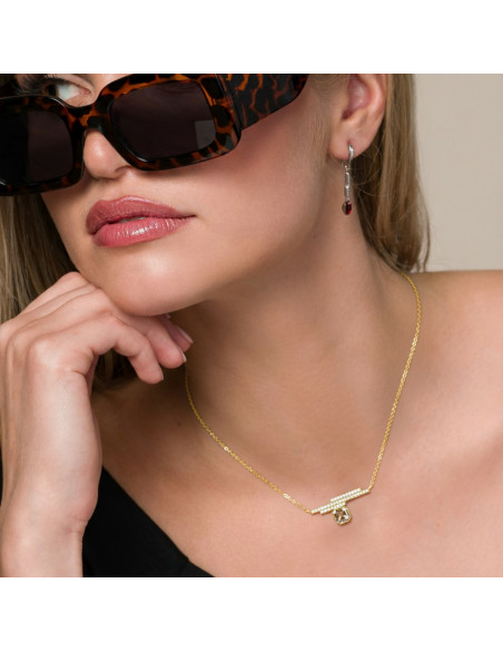 Collier GEOMETRIC en argent plaqué or avec cristal doré| SPARK