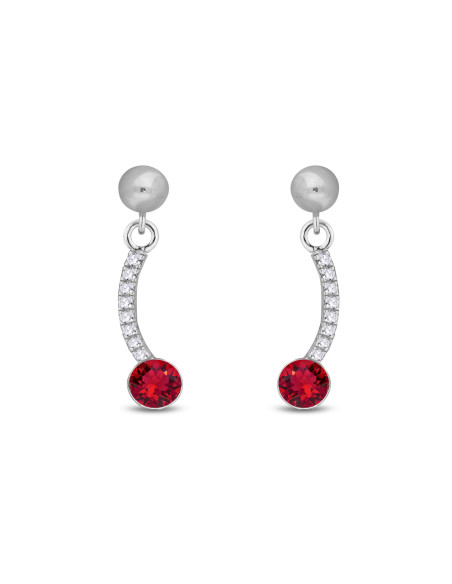 Boucles d'oreilles LUSTRELLA en argent avec cristaux rouges | SPARK