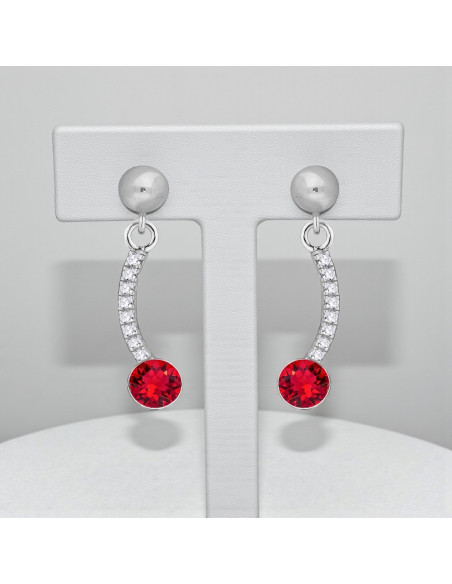 LUSTRELLA silver earrings with red crystals | SPARK