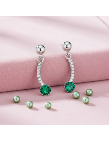 LUSTRELLA silver earrings with green...