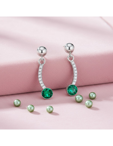 Boucles d'oreilles LUSTRELLA en argent avec cristaux verts | SPARK