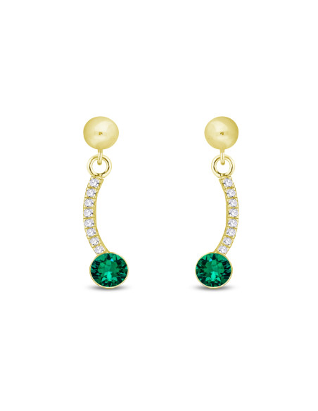 Boucles d'oreilles LUSTRELLA en argent plaqué or avec cristaux verts | SPARK