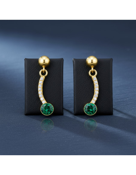 LUSTRELLA gold-plated silver earrings with green crystals | SPARK