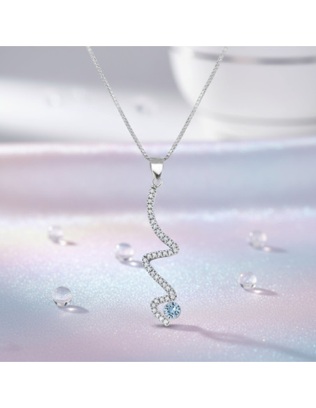 LUSTRELLA silver necklace with blue crystal | SPARK