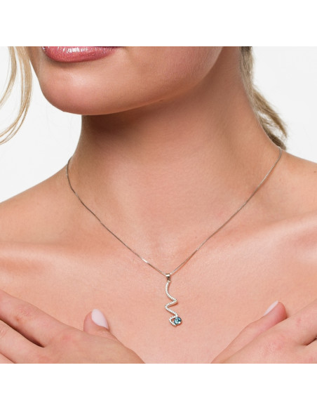 Collier LUSTRELLA en argent avec cristal bleu | SPARK