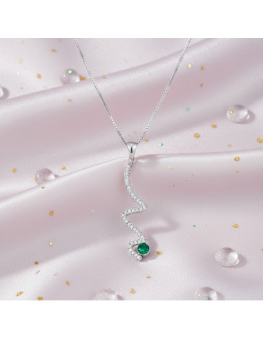 LUSTRELLA silver necklace with green...