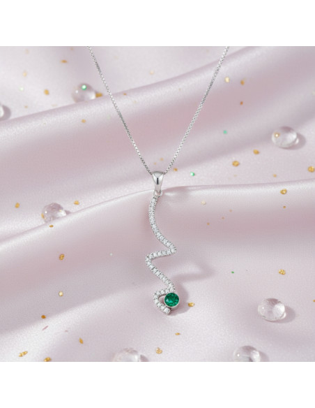 Collier LUSTRELLA en argent avec cristal vert | SPARK
