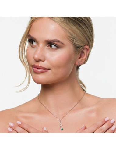 LUSTRELLA silver necklace with green...