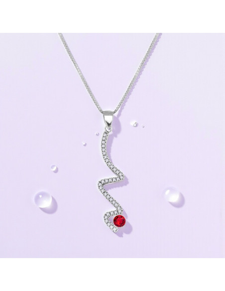 Collier LUSTRELLA en argent avec cristal rouge | SPARK