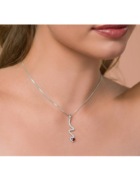 LUSTRELLA silver necklace with red crystal | SPARK