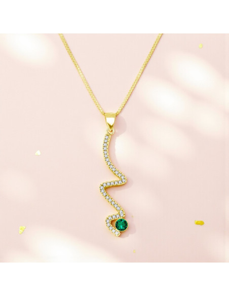 Collier LUSTRELLA en argent plaqué or avec cristal vert| SPARK