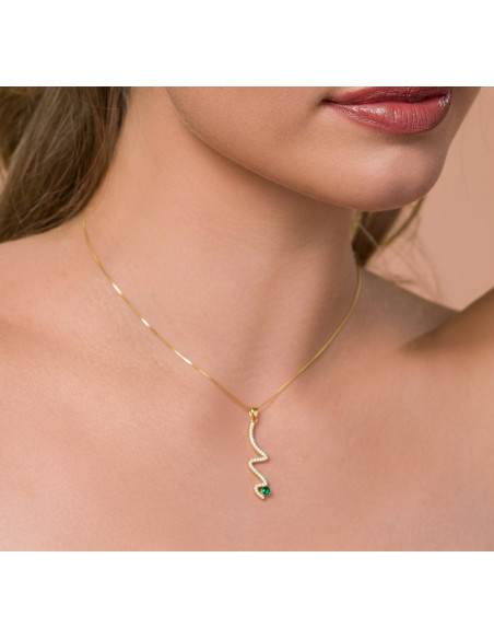 LUSTRELLA gold-plated silver necklace with green crystal | SPARK