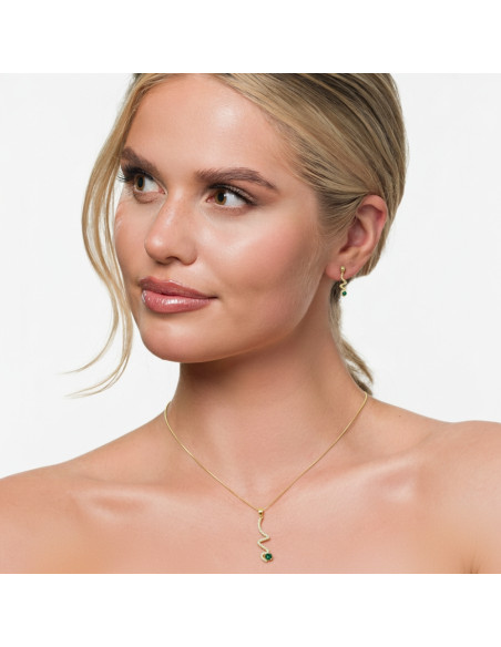 Collier LUSTRELLA en argent plaqué or avec cristal vert| SPARK
