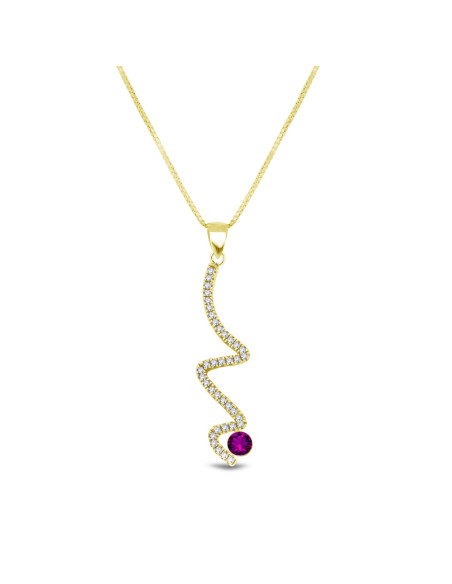 Collier LUSTRELLA en argent plaqué or avec cristal fuchsia| SPARK