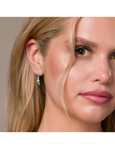 Boucles d'oreilles SERPENTIN en argent et cristal vert | SPARK