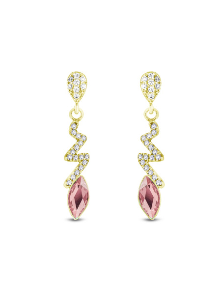 Boucles d'oreilles SERPENTIN en argent plaqué or et cristal rose| SPARK