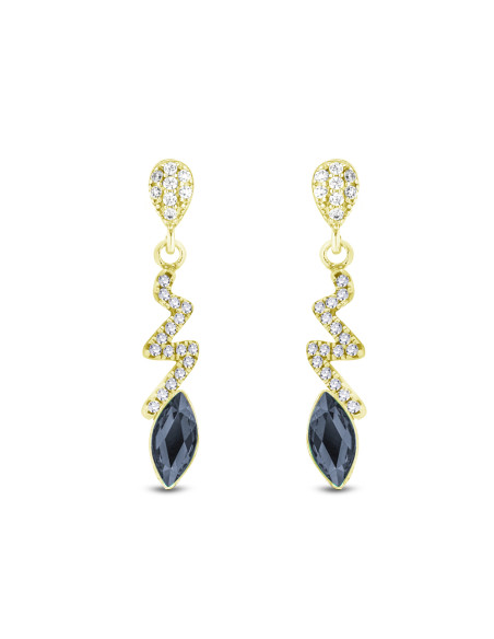 SERPENTIN gold-plated sterling-silver earrings with grey crystal | SPARK