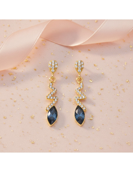 SERPENTIN gold-plated sterling-silver earrings with grey crystal | SPARK