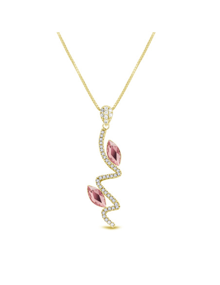 Collier SERPENTIN en argent plaqué or avec cristaux roses | SPARK