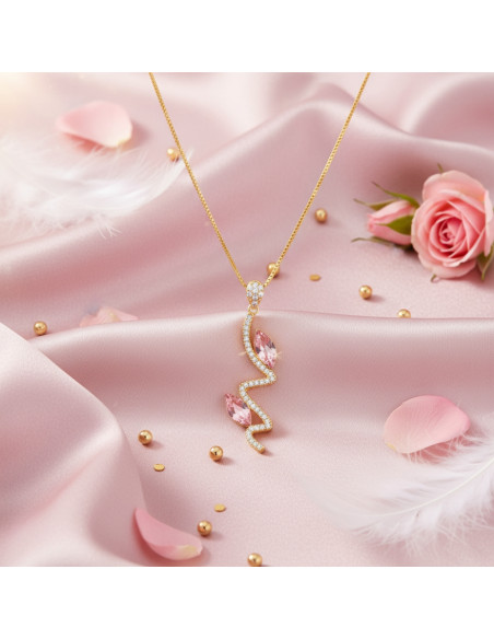SERPENTIN gold-plated sterling-silver necklace with pink crystals | SPARK