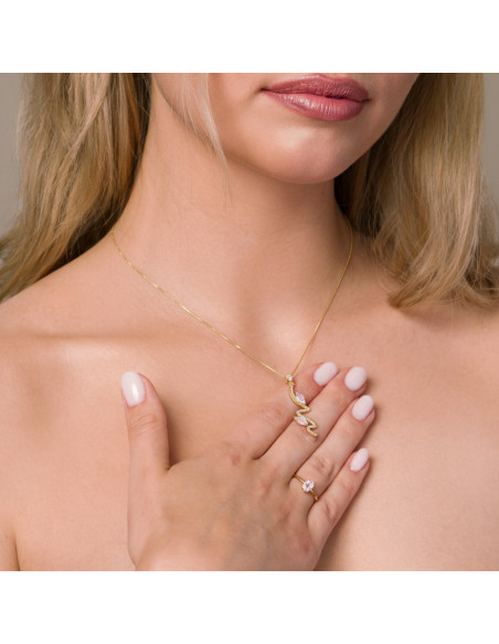 Collier SERPENTIN en argent plaqué or avec cristaux roses | SPARK