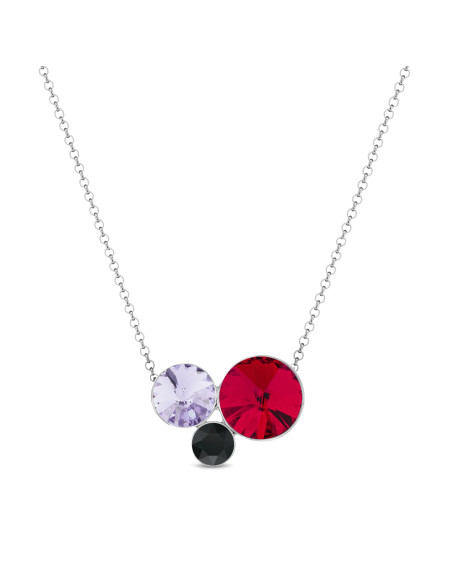 Collier CANDIGLOW en argent avec cristaux rouges, mauves et noirs | SPARK