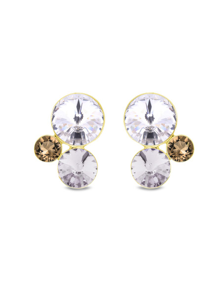 Boucles d'oreilles CANDIGLOW en argent plaqué or avec cristaux blancs | SPARK