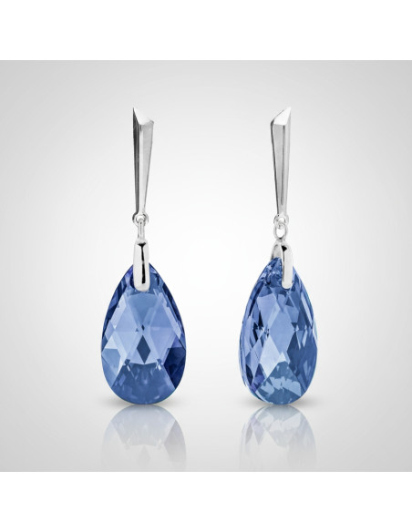 Kolczyki LACRIMA ze srebra z niebieskim kryształem | SPARK