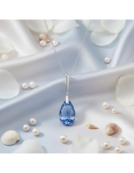 Collier LACRIMA en argent avec cristal bleu | SPARK
