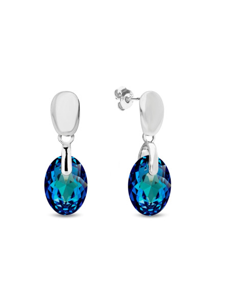BEETLE sterling silver earrings with blue crystal | SPARK