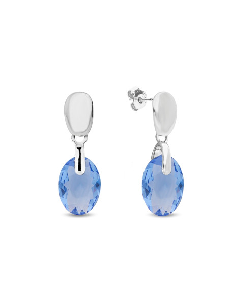 Boucles d'oreilles BEETLE en argent avec cristal bleu clair | SPARK