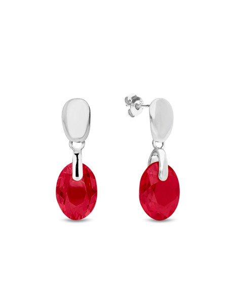 Boucles d'oreilles BEETLE en argent avec cristal rouge| SPARK