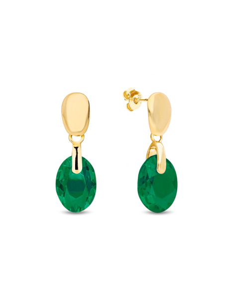 BEETLE gold-plated sterling silver earrings with green crystal | SPARK