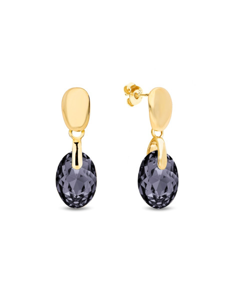 BEETLE gold-plated sterling silver earrings with silver night crystal | SPARK