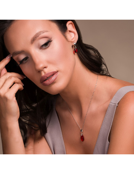 Collier BEETLE en argent avec cristal rouge | SPARK