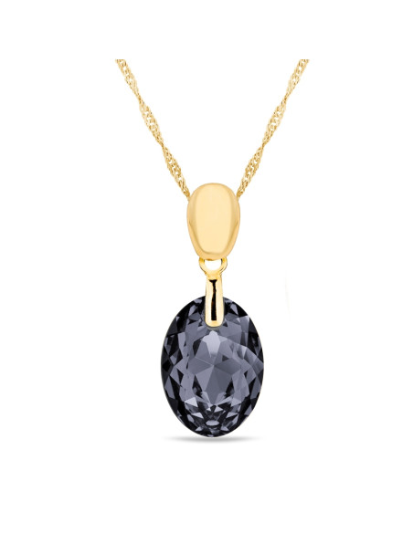 Collier BEETLE en argent plaqué or avec cristal noir | SPARK