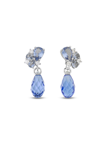 Boucles d'oreilles BLATTER en argent avec cristal bleu clair | SPARK