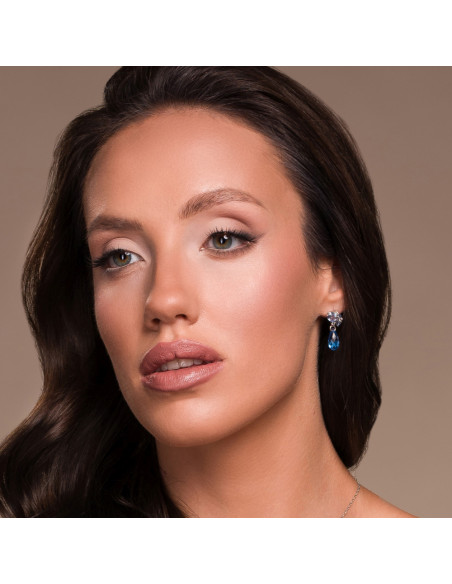 Boucles d'oreilles BLATTER en argent avec cristal bleu clair | SPARK