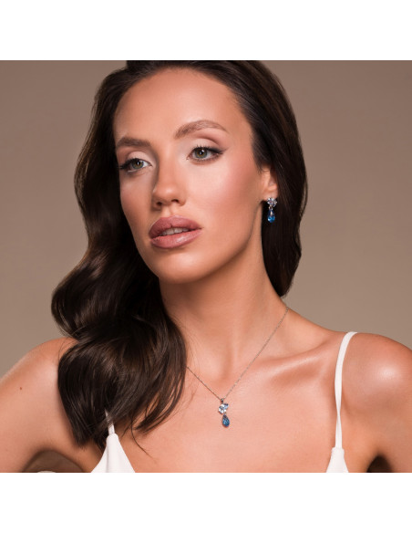 BLATTER sterling silver earrings with light blue crystal | SPARK